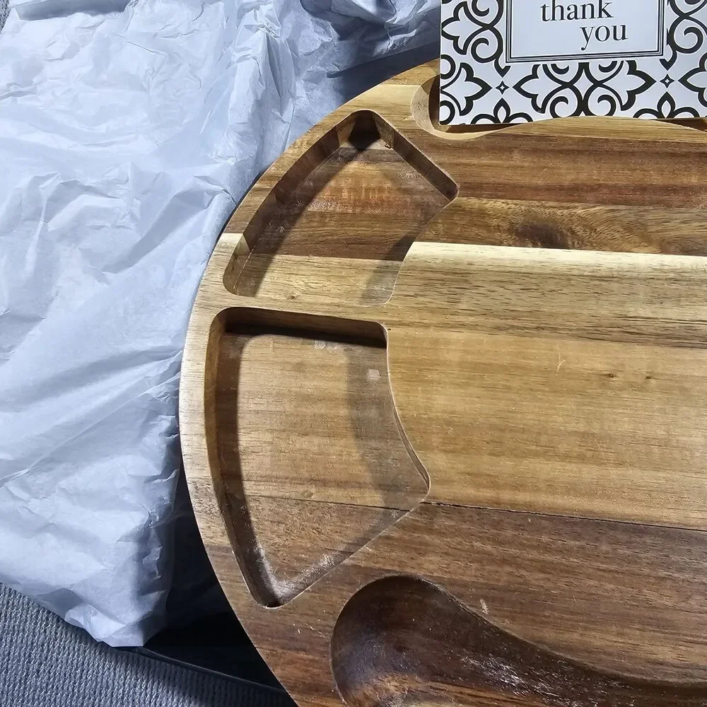 Acacia wood cheese board and cutlery set